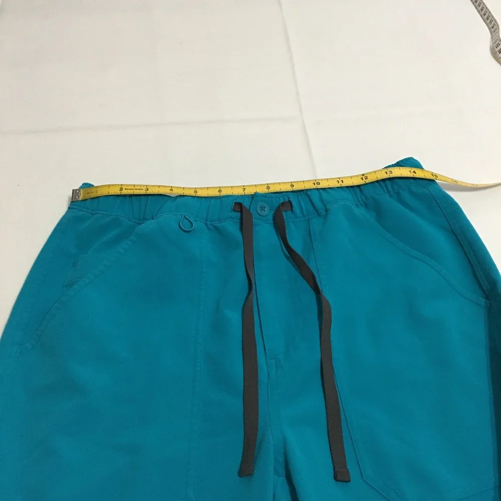FIGS Cairo Cargo Scrub Pants Mens Small Short Teal Drawstring